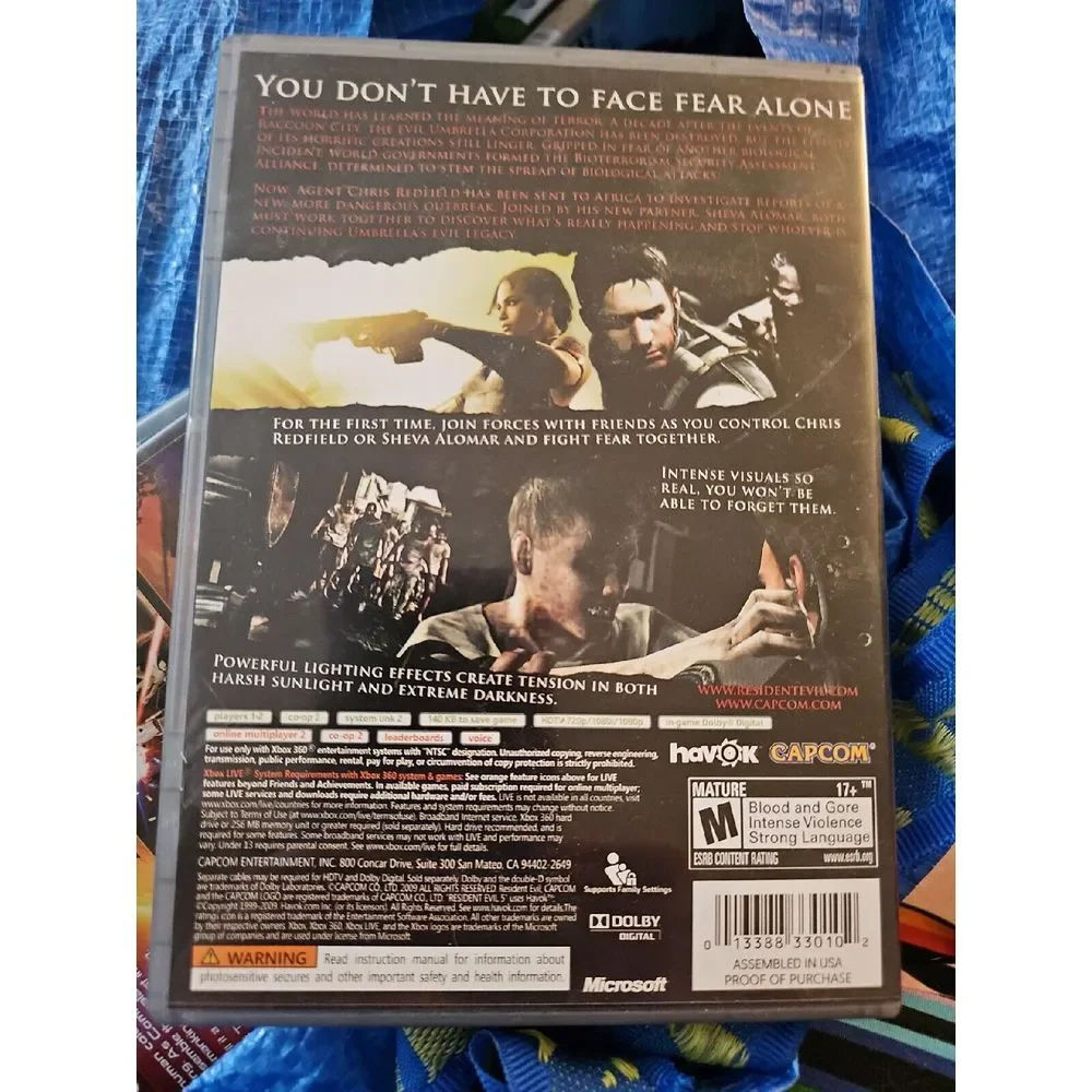 Resident Evil 5 (Microsoft Xbox 360, 2009) Complete and Tested‎